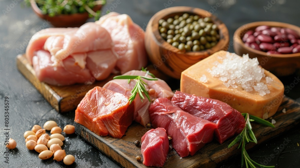 selection of lean meats, tofu, and beans for athletes' muscle repair and growth