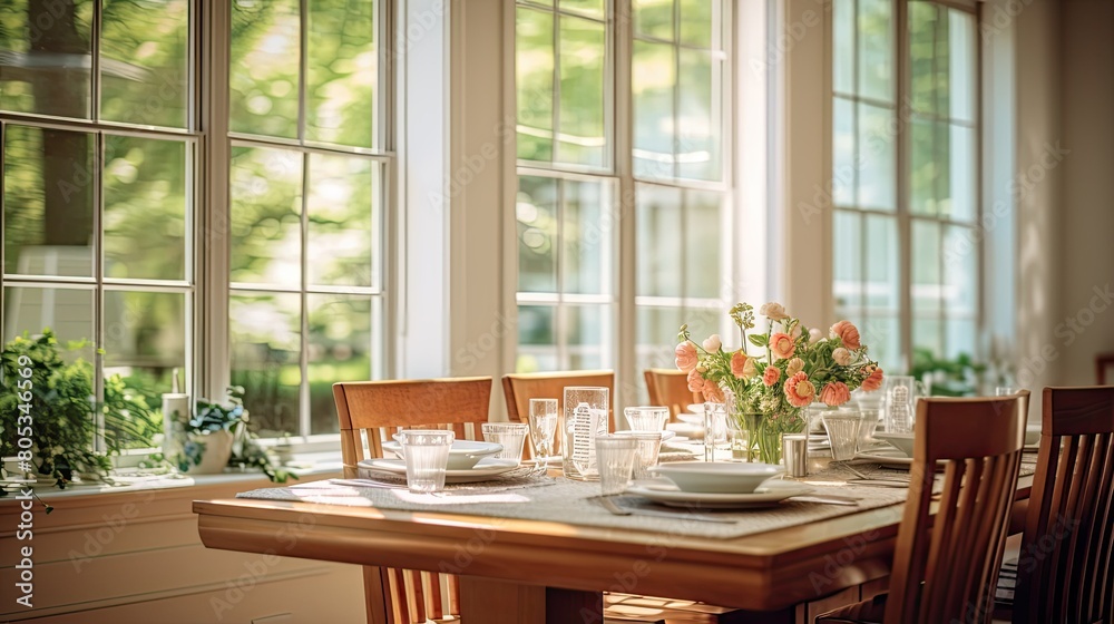 Obraz premium dining blurred windows interior