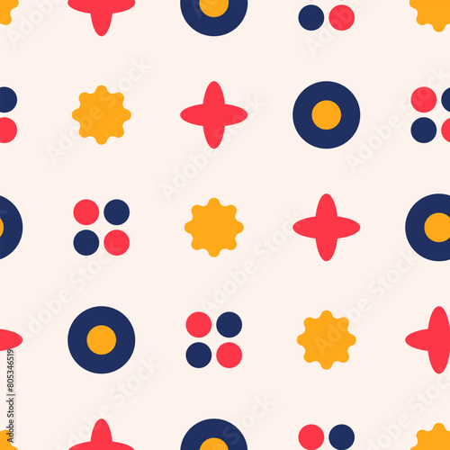 Seamless Pattern shape combination circle and star in colorful style with joyful color
