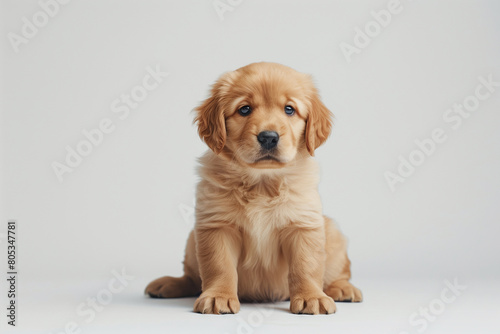 a puppy Golden Retriever dog isolated on white background..