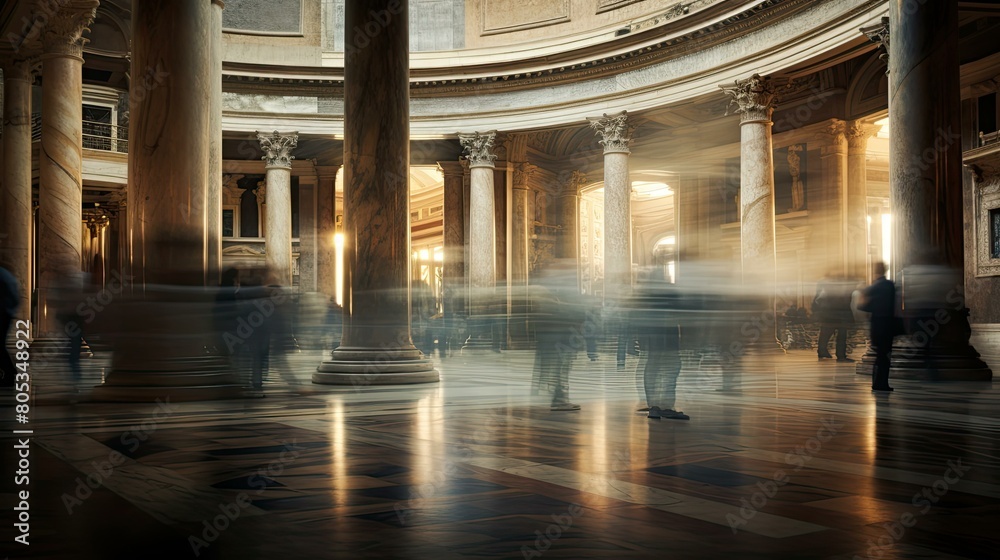 dreamlike blurred pantheon rome interior