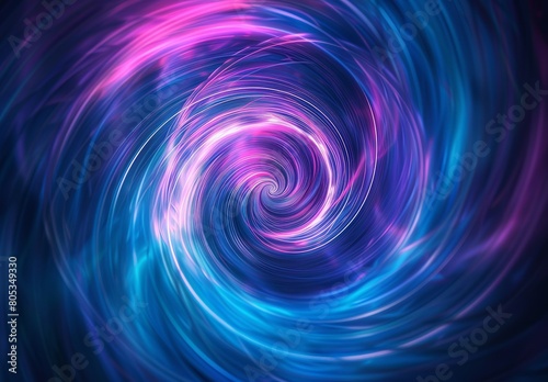 Mesmerizing swirl of electric pink and blue hues in a hypnotic, circular motion design