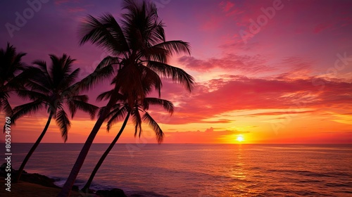 pink sun wave palm tree