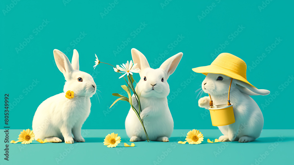 Springtime Serenade: Bunnies in Blooms and Hats Springtime Serenade: Bunnies in Blooms and Hats