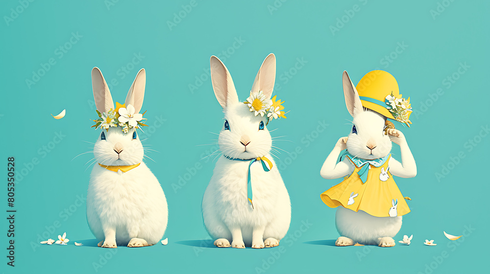 Springtime Serenade: Bunnies in Blooms and Hats Springtime Serenade: Bunnies in Blooms and Hats