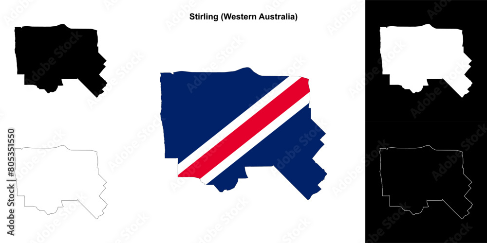 Fototapeta premium Stirling (Western Australia) outline map set