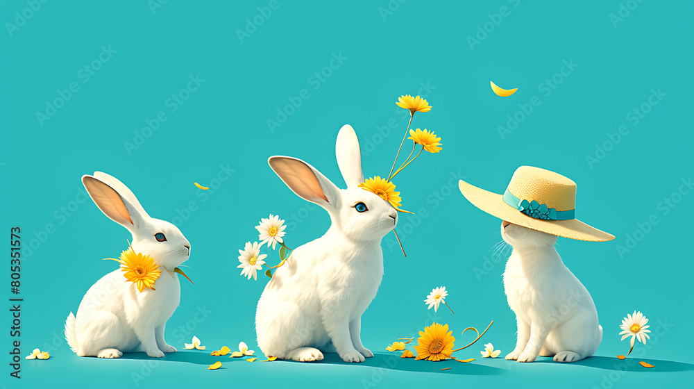 Springtime Serenade: Bunnies in Blooms and Hats Springtime Serenade: Bunnies in Blooms and Hats