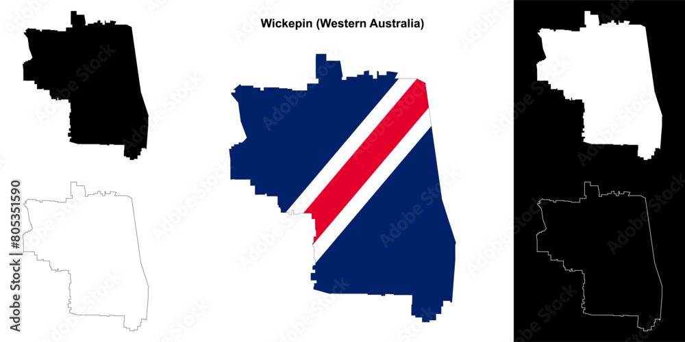 Fototapeta premium Wickepin (Western Australia) outline map set
