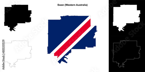 Swan (Western Australia) outline map set