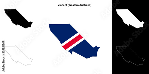 Vincent (Western Australia) outline map set