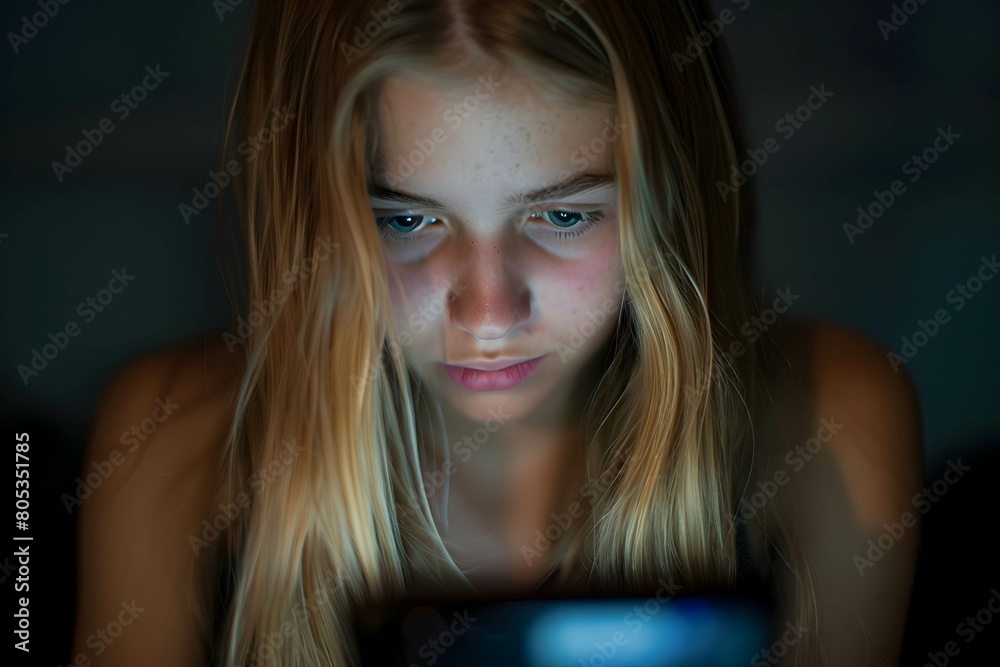 Fototapeta premium Social bullying in the digital realm of smartphones, negative effects of social bullying on smartphone users, the dangers of cyberbullying facilitated by smartphone