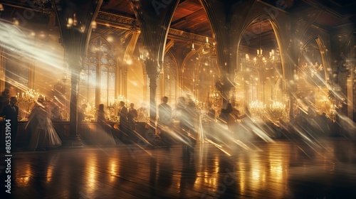 dancing blurred castle interiors