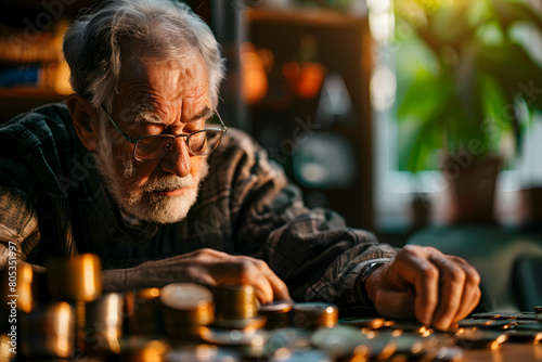 The economic implications of an aging society with visuals of retirement planning and financial management, the problem of the elderly is increasing