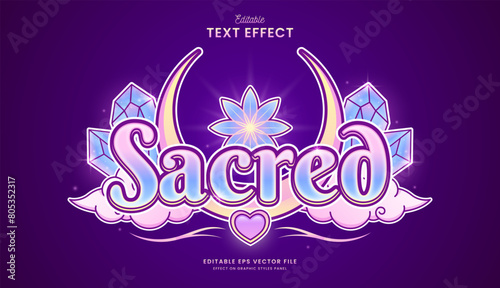decorative editable sacred moon diamond text effect vector design