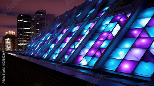 apartment christmas lights on roof photo