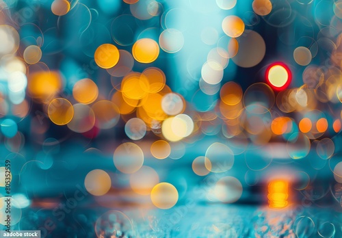 A bokeh photography with a cluster of colorful blurred light circles creating a festive and magical atmosphere photo