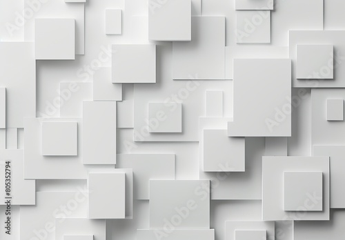 A clean, minimalistic pattern featuring 3D white squares on a soft white background