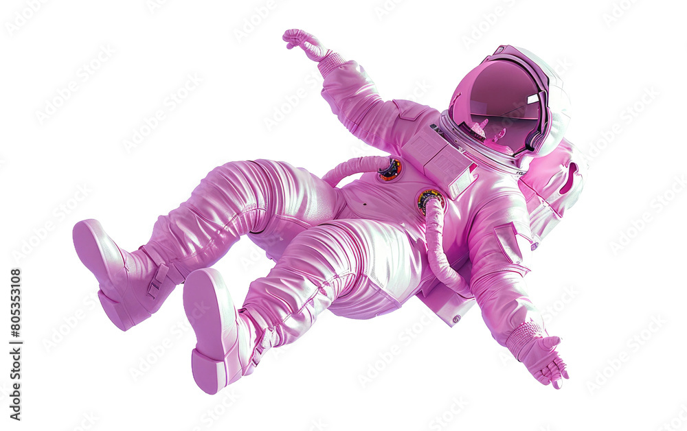 Pink Astronaut isolated on Transparent background.