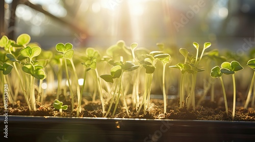 cultivated sprouts in the sun