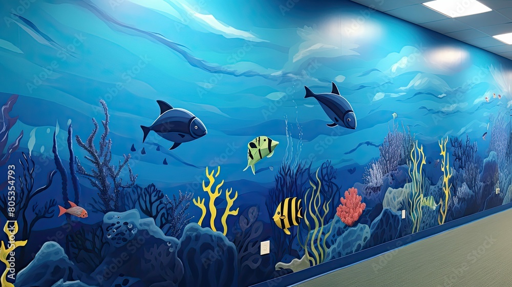 Fototapeta premium ocean blue painted wall