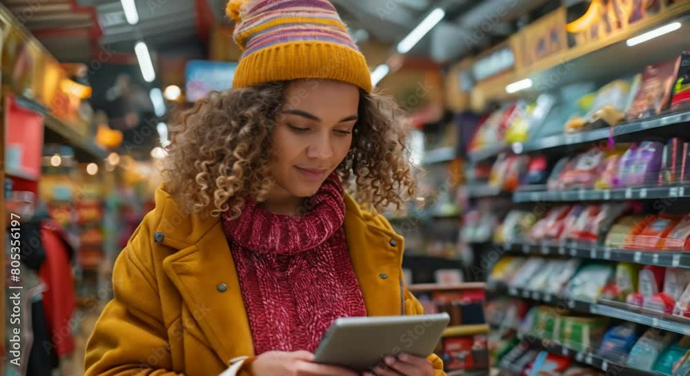 Customer browsing products on a digital tablet, modern and casual, photorealistic Customer browsing products on a digital tablet, modern and casual, photorealistic