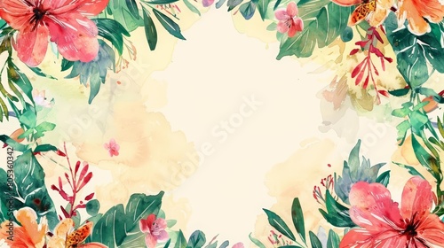 A creative watercolor template of festive floral frame envelops a readytouse card that exudes charm and elegance photo