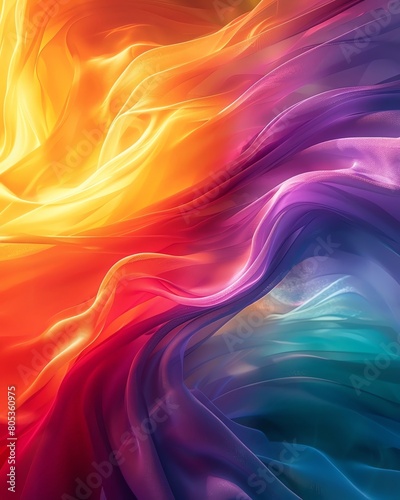 Rainbow color streams, wideangle, flowing in digital space, vibrant, abstract wonder