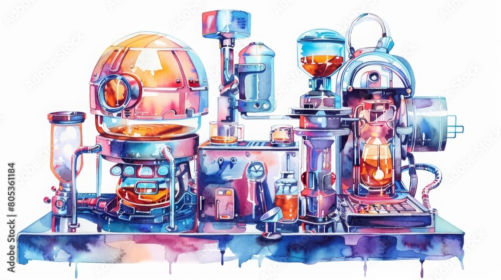 A Kawaii creative futuristic charismatic watercolor painting captures the essence of modern architecture