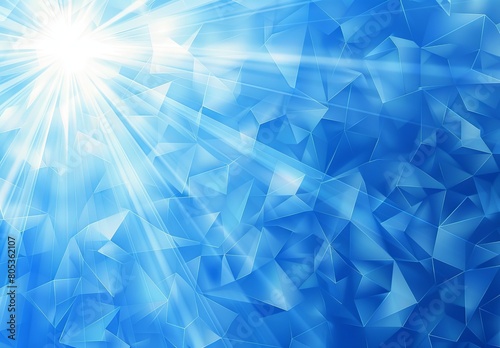 Rendered graphic of sharp blue ice-like fragments under bright sunlight, giving a cool sensation