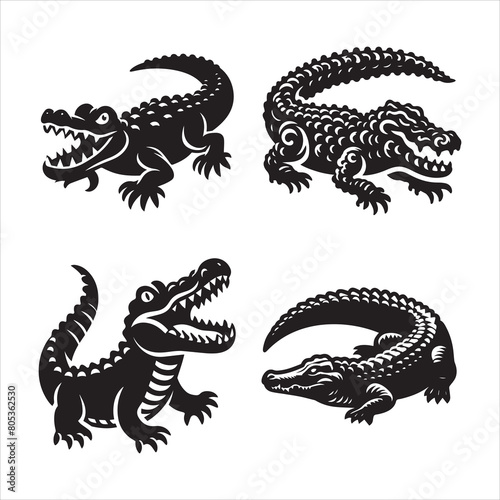 Crocodile silhouette vector icon graphic logo design ai generative
