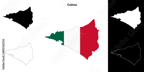Colima state outline map set photo