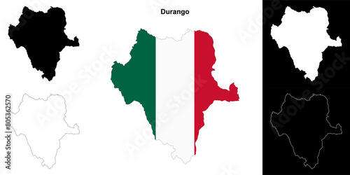 Durango state outline map set