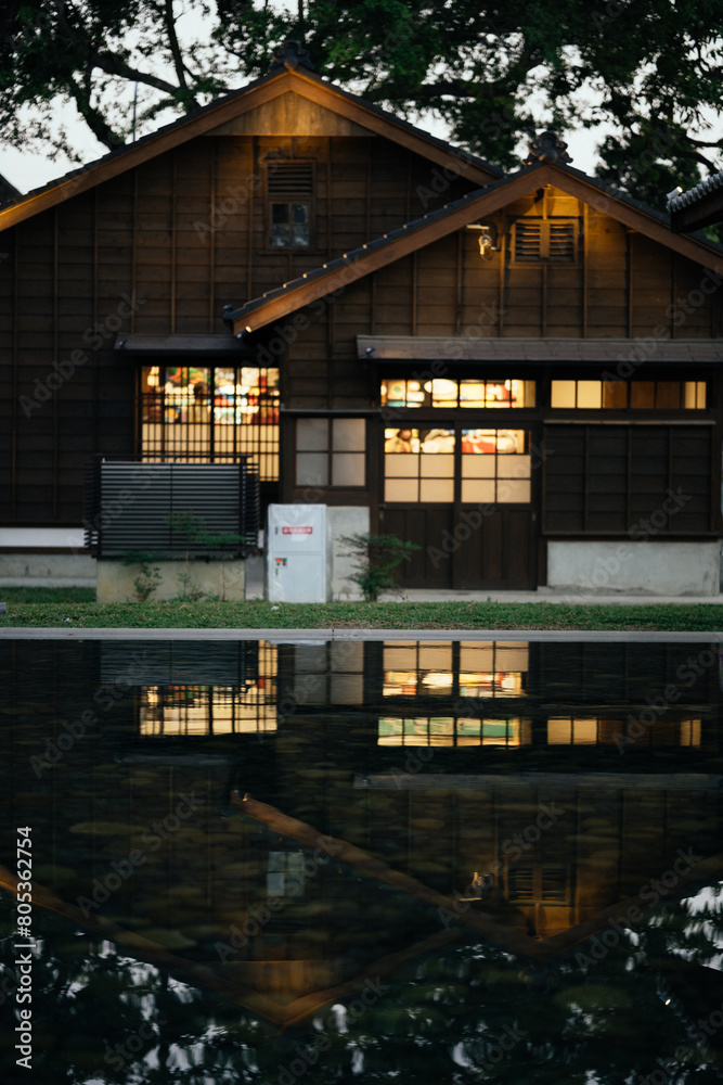 old Japaneses building in Taiwan with Trees and water old Japaneses building in Taiwan with Trees and water