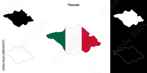 Tlaxcala state outline map set photo