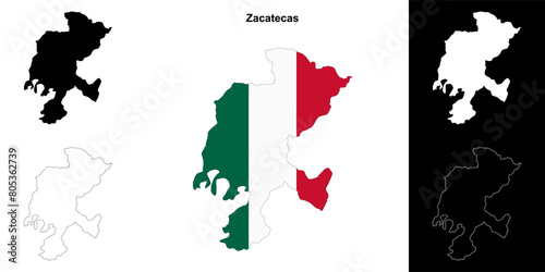 Zacatecas state outline map set