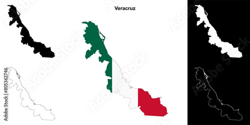 Veracruz state outline map set