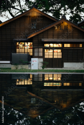 old Japaneses building in Taiwan with Trees and water  © Houses