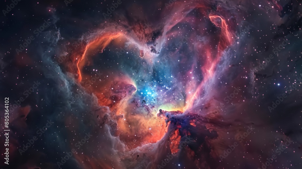 Obraz premium large heart-shaped nebula in space with real colors in high resolution and high quality. space concept