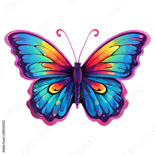 Rainbow butterfly isolated on white ai generated.