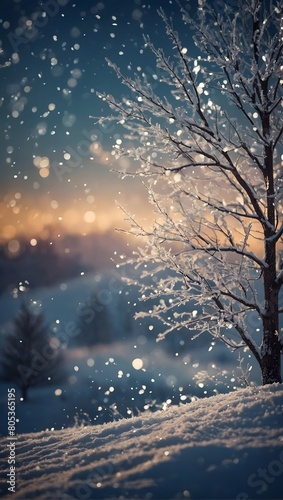 Magical Christmas Illustration, Captivating Winter Landscape Scene Ideal for a Holiday Banner or Wallpaper.