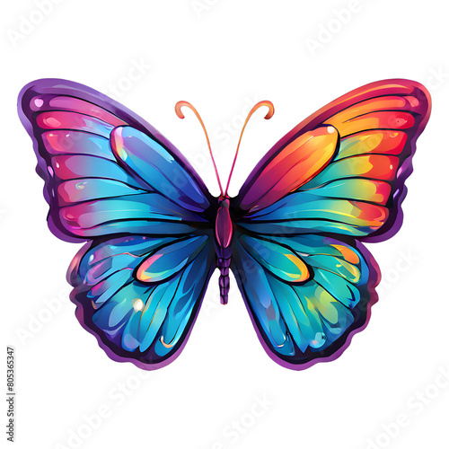 Rainbow butterfly isolated on white ai generated. © gallery light