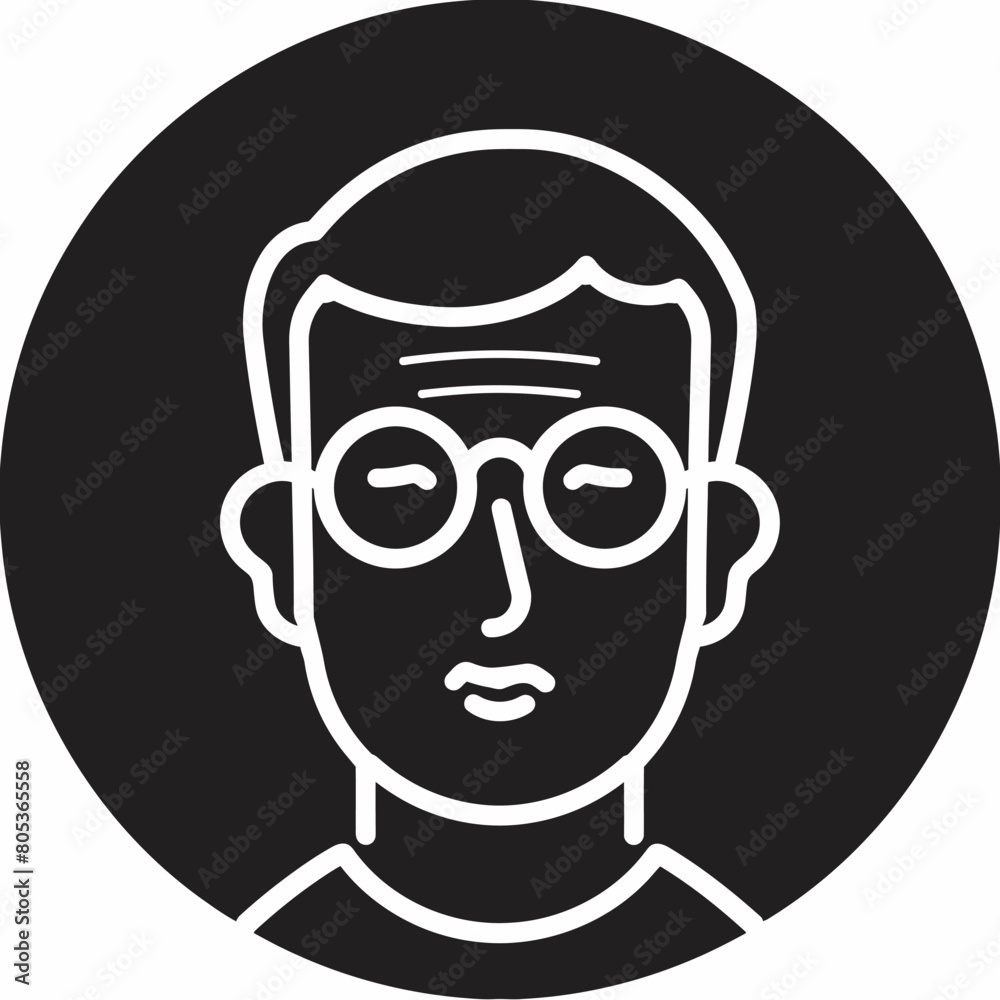 Psychologist icon UI design black round frame flat linear vector icon whte background Psychologist icon UI design black round frame flat linear vector icon whte background