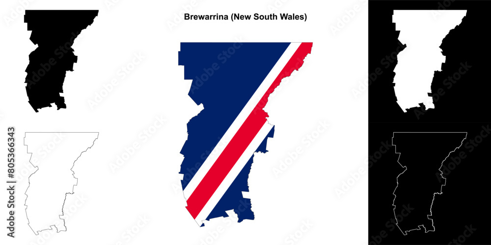 Fototapeta premium Brewarrina (New South Wales) outline map set