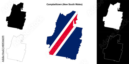 Campbelltown (New South Wales) outline map set photo