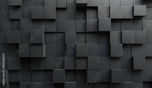 An abstract conceptual image showcasing a 3D geometric pattern of black cubes creating a modern and minimalist texture