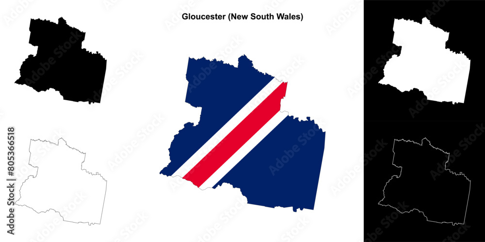 Fototapeta premium Gloucester (New South Wales) outline map set
