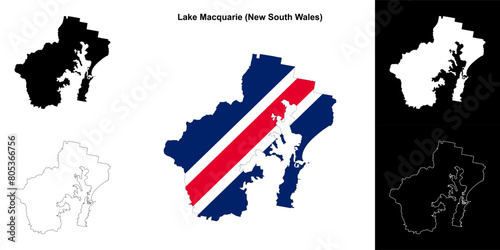 Lake Macquarie (New South Wales) outline map set