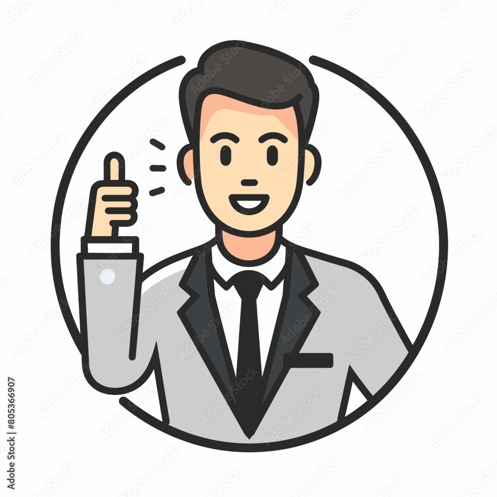 Salesperson icon UI design black round frame flat linear vector icon whte background Salesperson icon UI design black round frame flat linear vector icon whte background