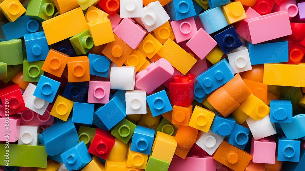 Pile of Colorful Scattered Building Blocks Pile of Colorful Scattered Building Blocks