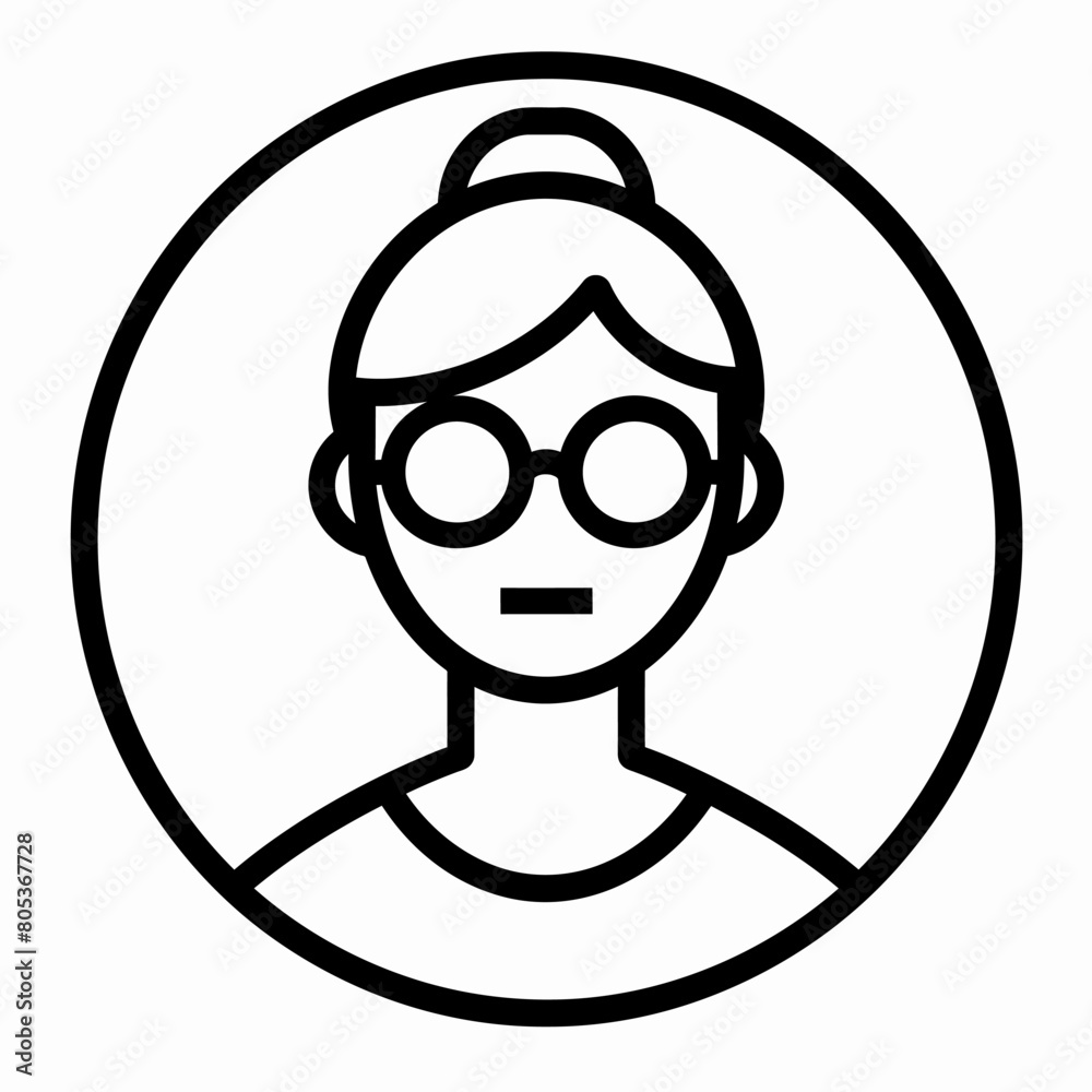 Social Worker icon UI design black round frame flat linear vector icon whte background Social Worker icon UI design black round frame flat linear vector icon whte background